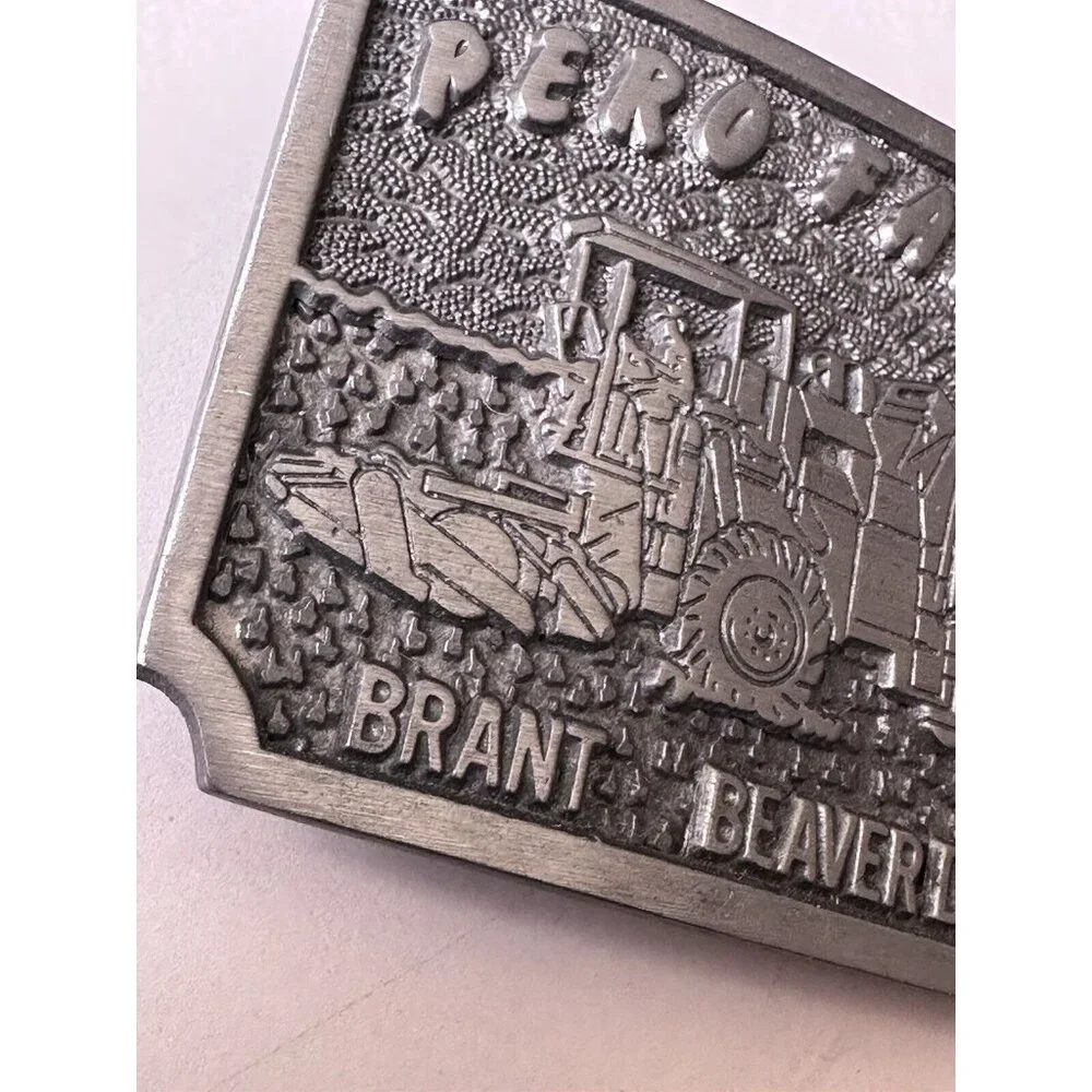 PERO FARMS BRANT BEAVER DAM‎ 1970 PEWTER AGRICULTURE BUCKLE